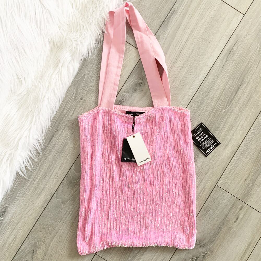 Retrofete Pink Sequin Tote Hobo Bag